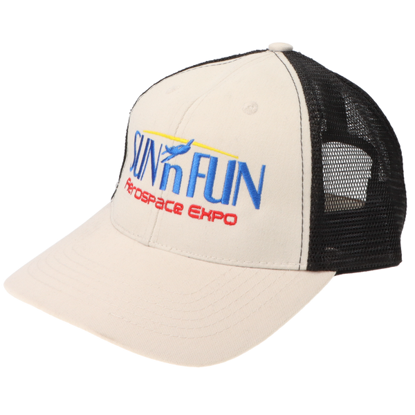 SUN 'n FUN Beige/Black Mesh Back Velcro Closure Structured Ball Cap