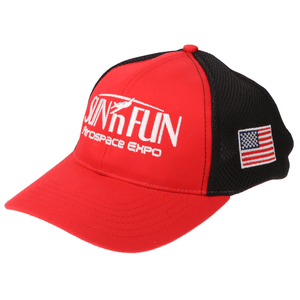 SUN 'n FUN Headwear Red/Black SUN 'n FUN Red/Black Structured Cap OSFM w/American Flag White Embroidery