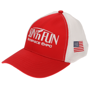 SUN 'n FUN Headwear Red/White SUN 'n FUN Red/White Structured Cap OSFM w/American Flag White Embroidery